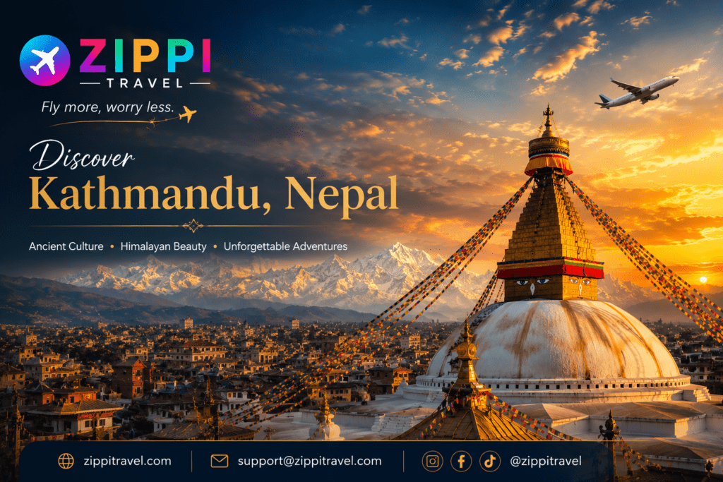 Nepal tourist visa for Bangladeshi 2026 — Boudhanath Stupa with Himalayan mountains in background, Kathmandu Valley