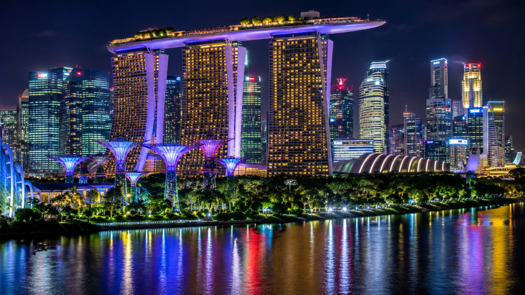Singapore visa for Bangladeshi 2026 — Marina Bay Sands and Gardens by the Bay skyline at night